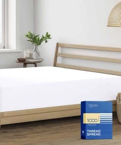 Sábana Ajustable de Algodón 100% de 1000 Hilos, Blanco