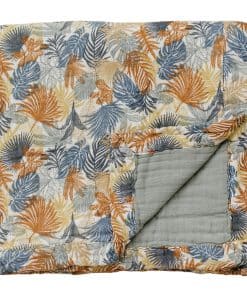 Colcha de muselina Mebie Baby, Paradise Palms y Dusty Blue,