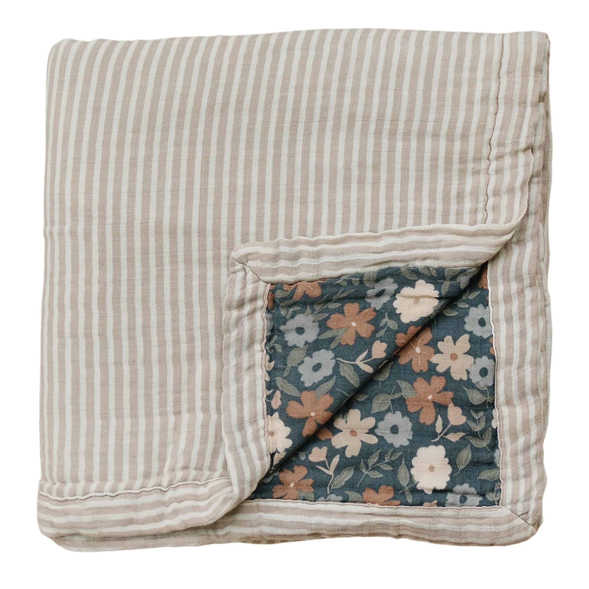 Colcha de muselina Mebie Baby, Floral Medianoche y Franja