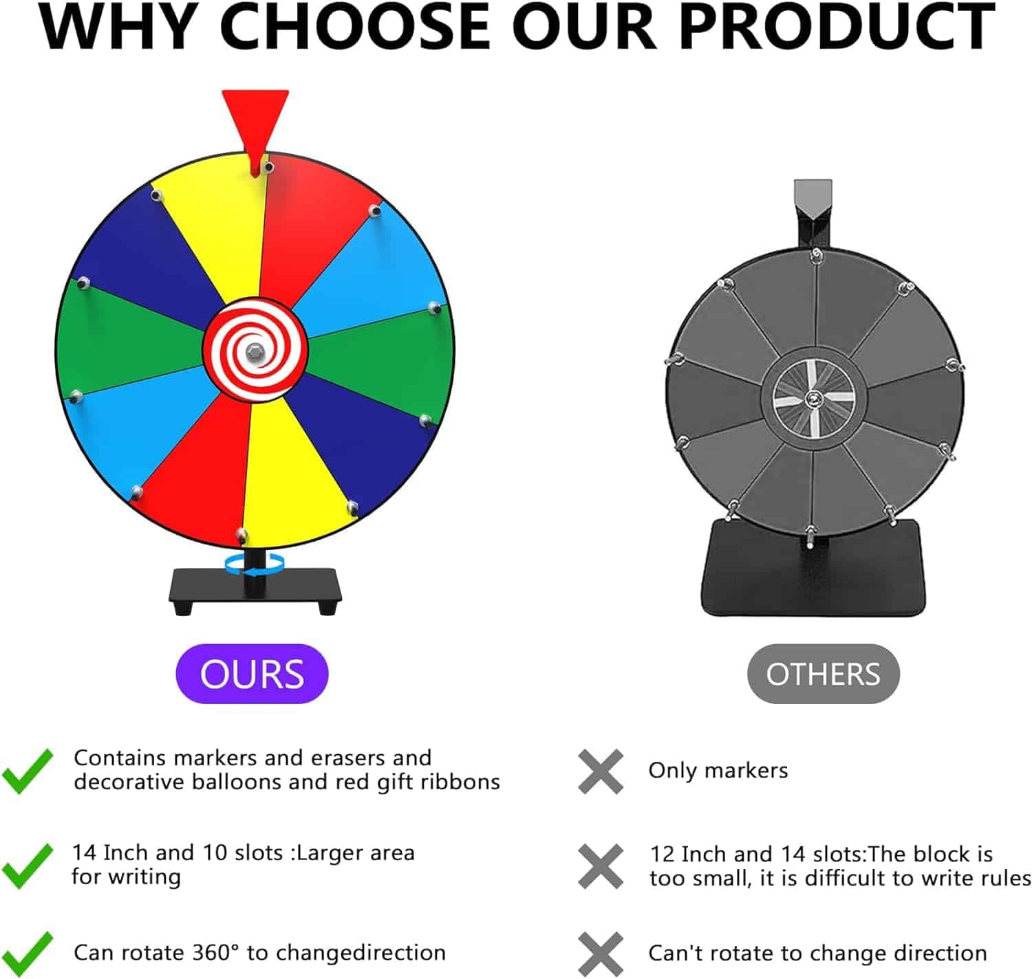 Ruleta Giratoria de Premios de 14 Pulgadas - 10 Ranuras - Imagen 6