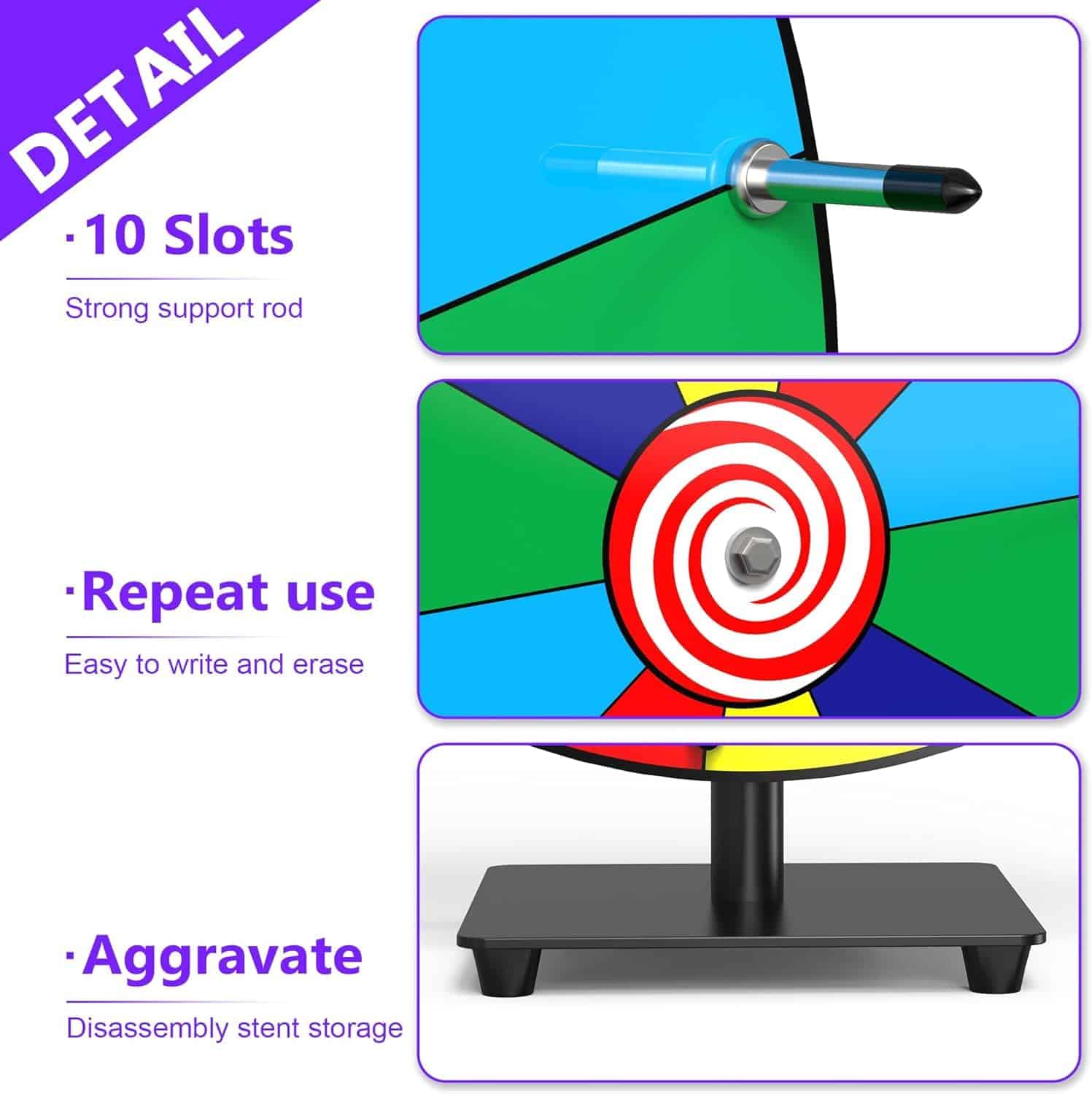 Ruleta Giratoria de Premios de 14 Pulgadas - 10 Ranuras - Imagen 4
