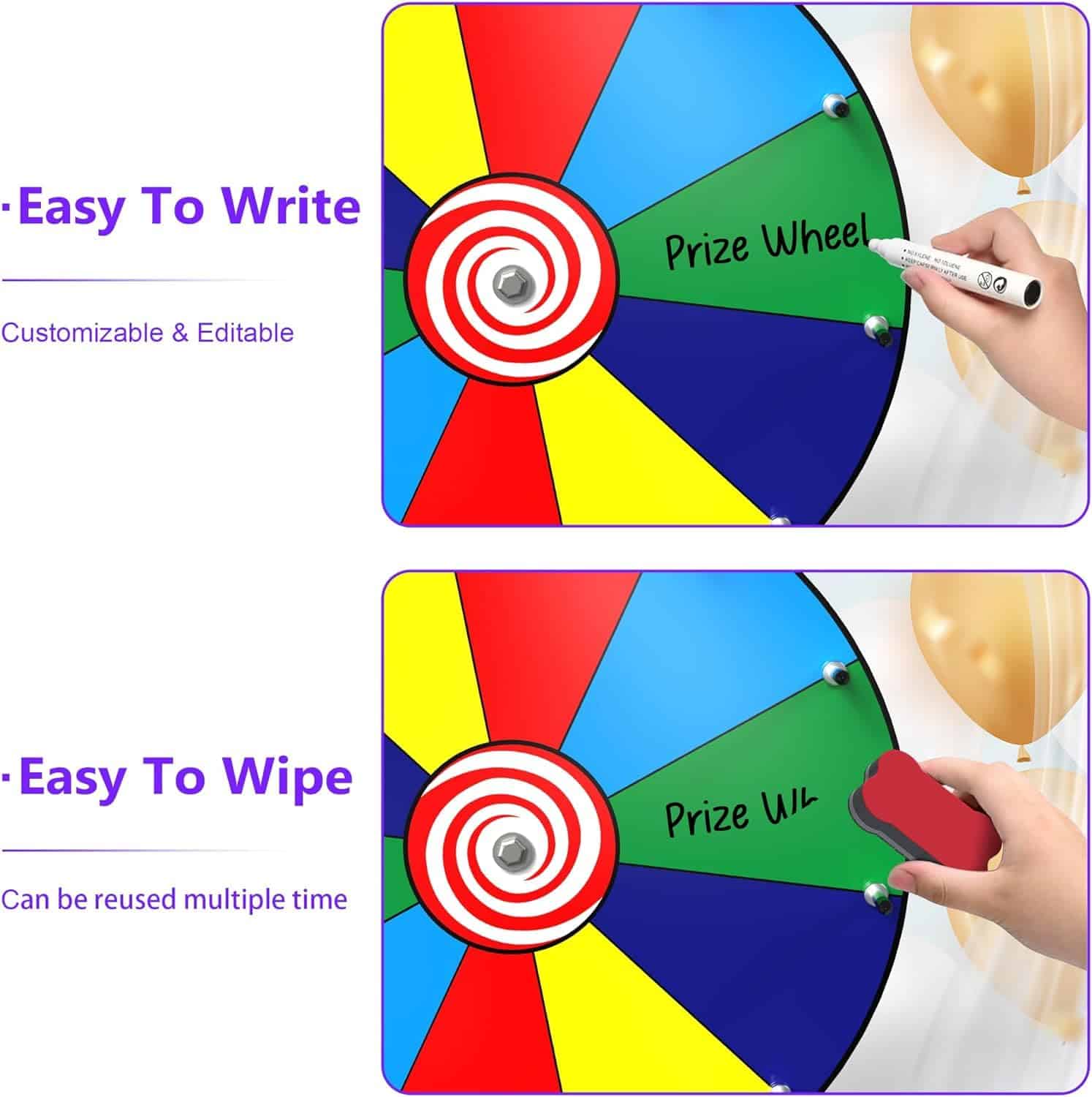 Ruleta Giratoria de Premios de 14 Pulgadas - 10 Ranuras - Imagen 5