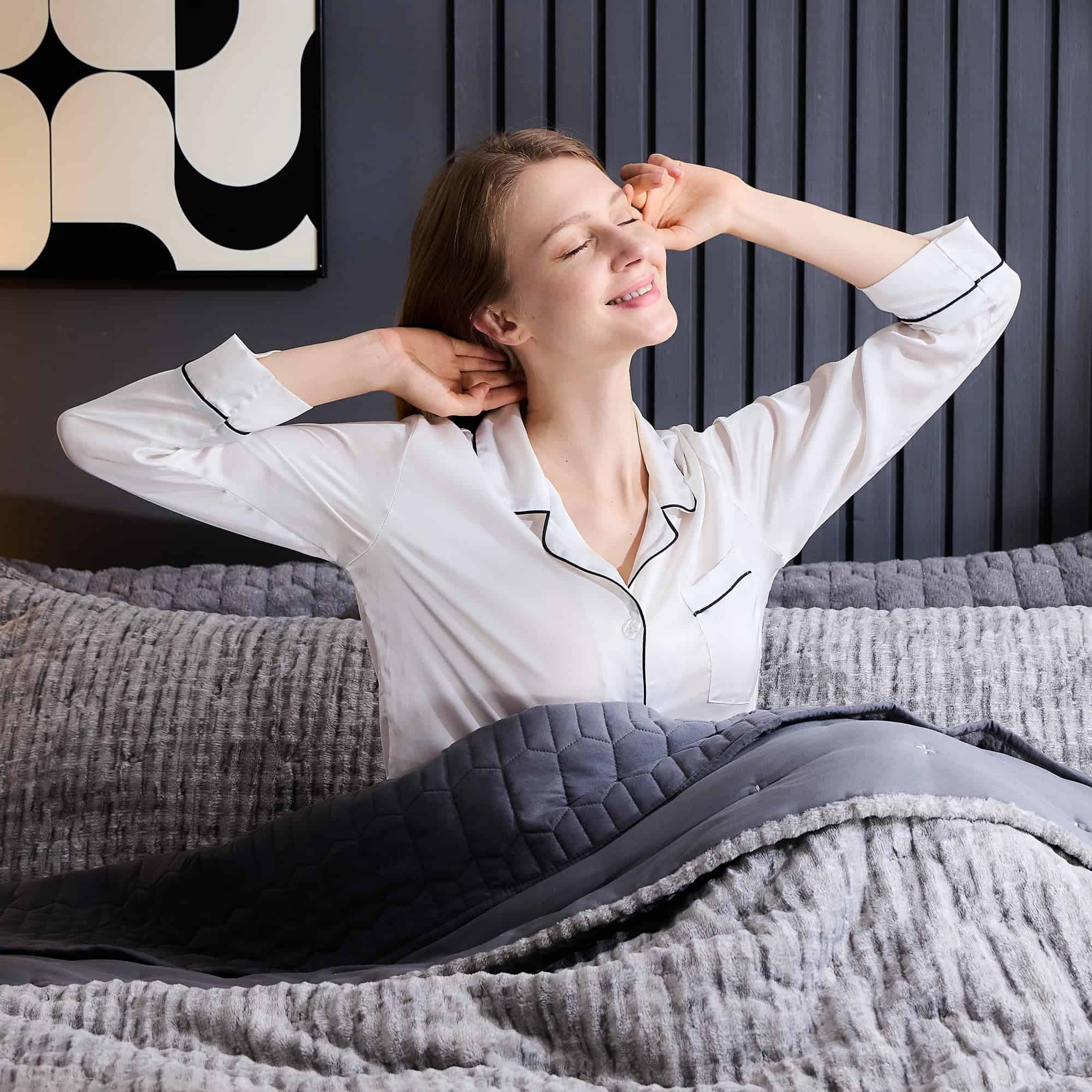 Juego de Edredón de Terciopelo Maravilloso -Gris - Imagen 3