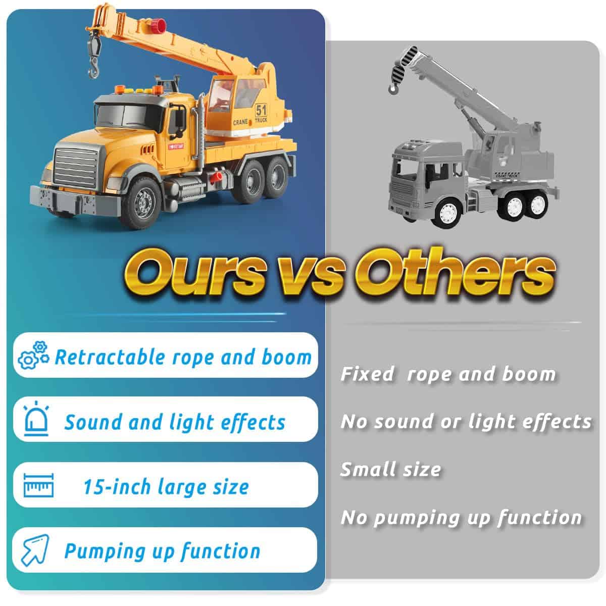 Juguete de Camión Grúa de Construcción Wenbeier con Brazo - Imagen 8