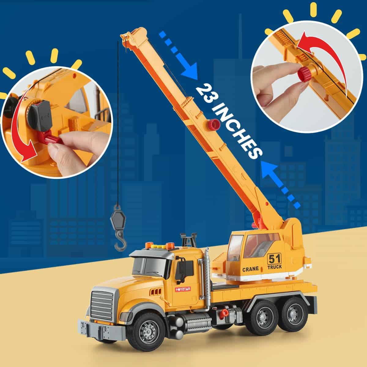 Juguete de Camión Grúa de Construcción Wenbeier con Brazo - Imagen 4