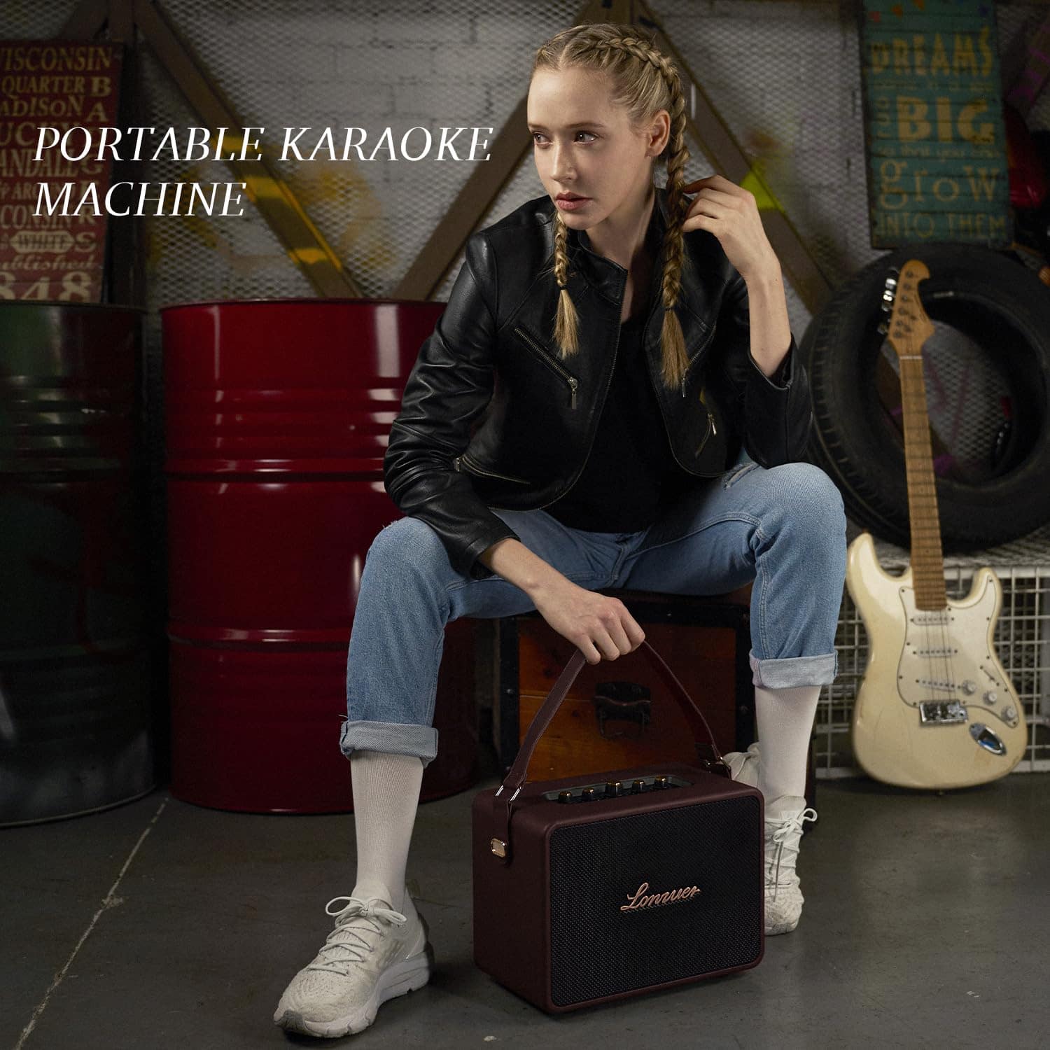 Altavoz Portátil Retro de Karaoke Recargable de 18000mAh - Imagen 3