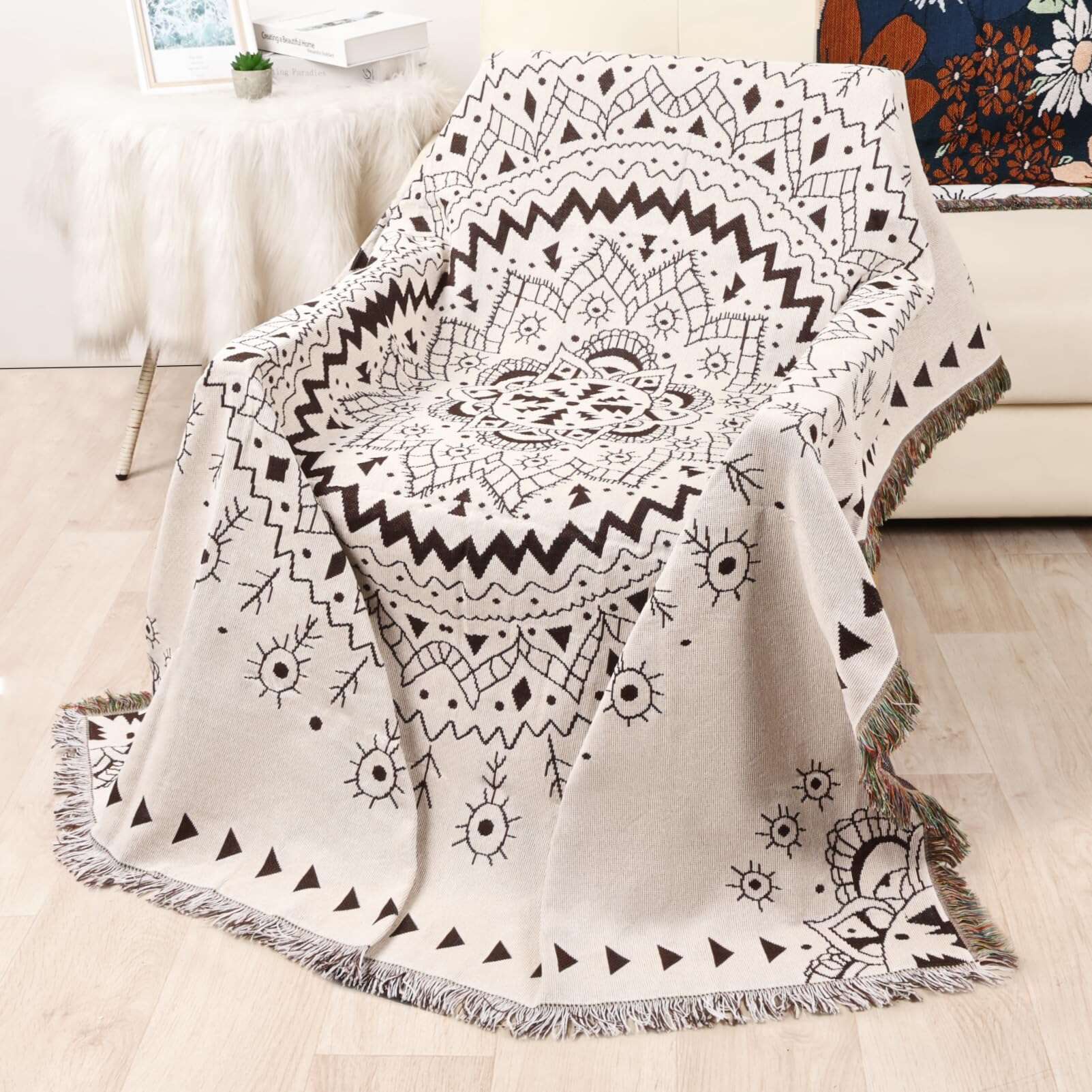 Manta de Tiro Boho 100% Algodón Mantas de Jacquard para