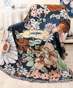 Manta de Tiro Boho U.EHome 100% Algodón Mantas -Floral Boho