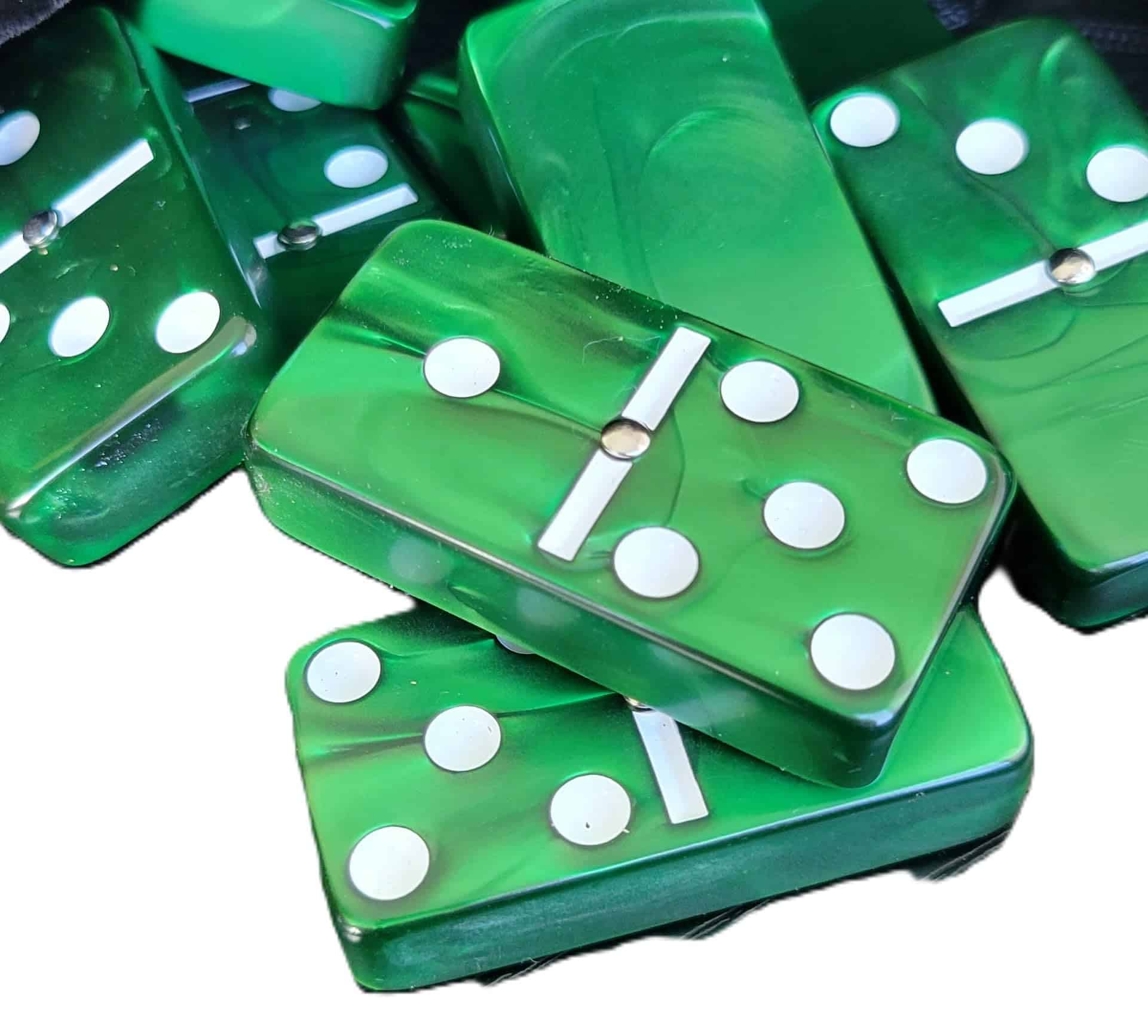 Juego de Dominó Doble 6 Verde Marmolado Tamaño Profesional - Imagen 4