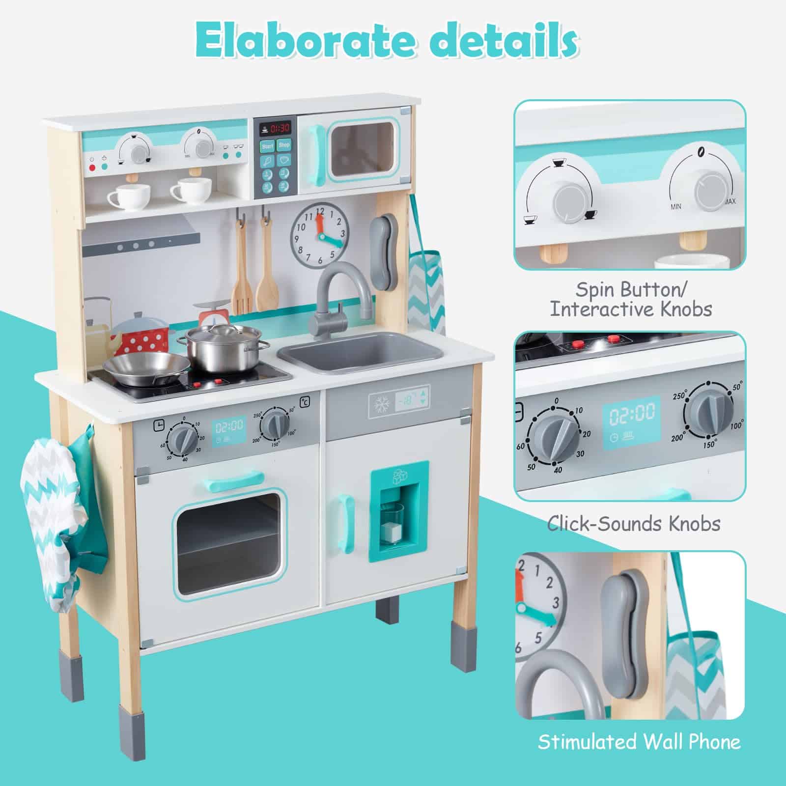 Set de Cocina de Madera para Niños, Cocina de Juguete - Imagen 4