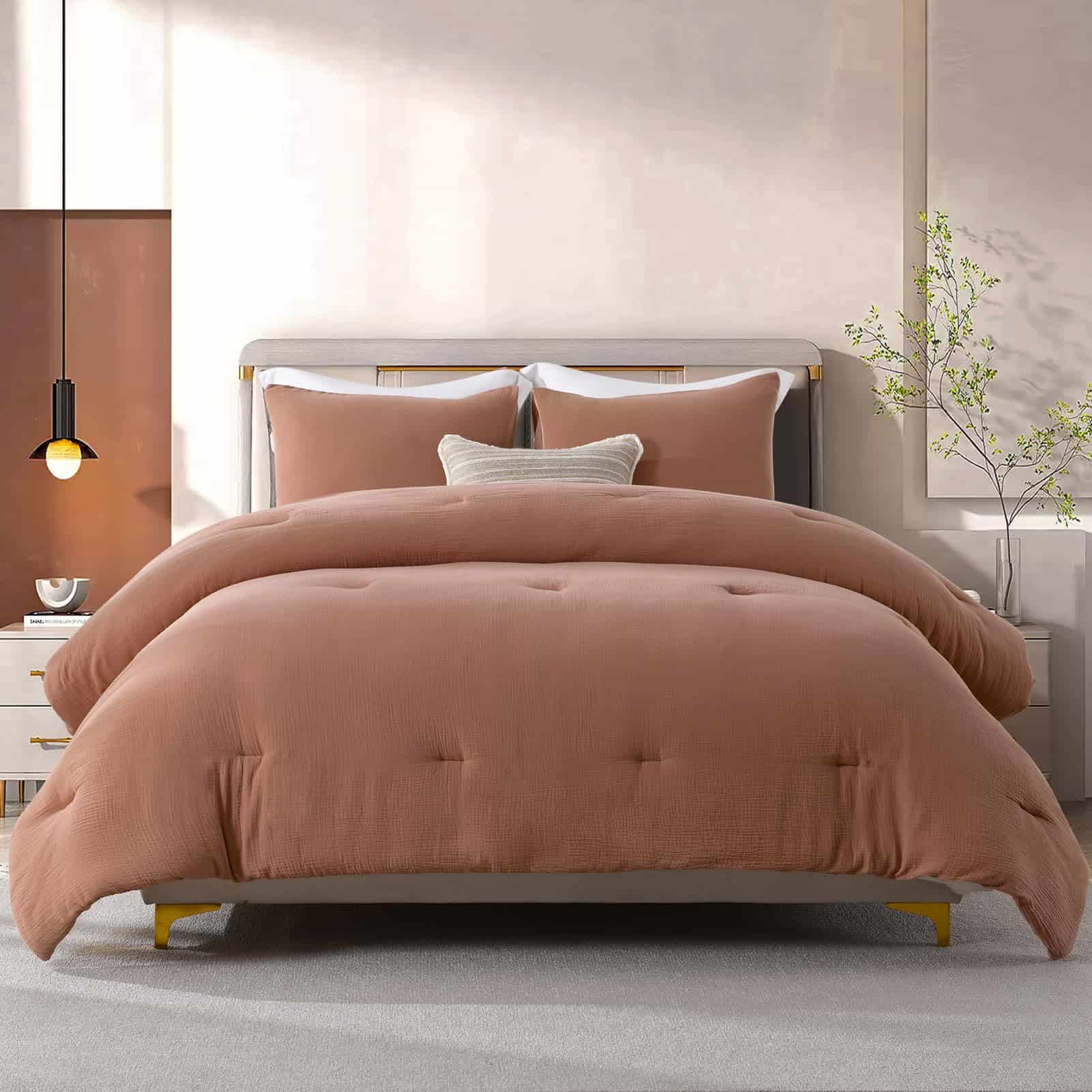 Juego de Edredón de Algodón SahSahCasa Tamaño -Rojo Polvorie