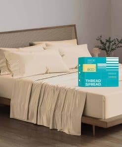 Juego de sábanas 100% algodón egipcio tamaño -Taupe