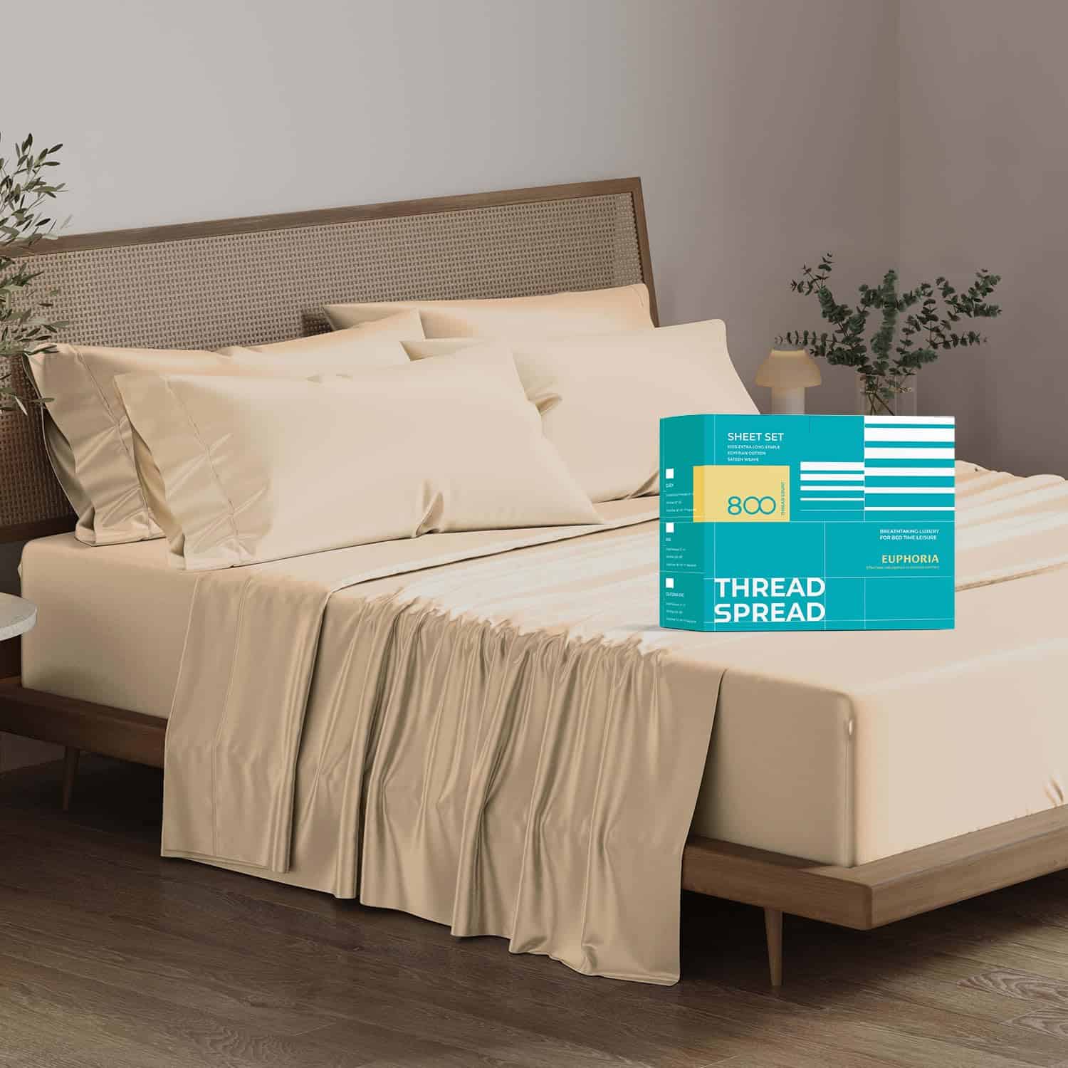 Juego de sábanas 100% algodón egipcio tamaño -Taupe