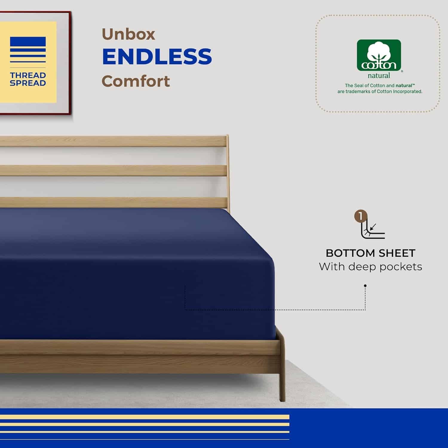 Sábana ajustable de algodón egipcio de lujo Thread Spread - Imagen 4