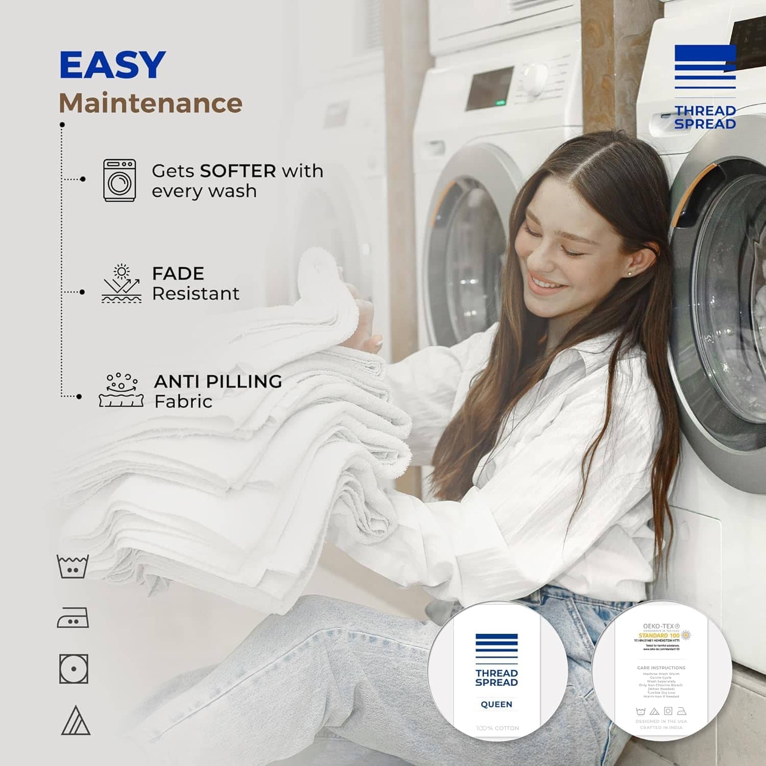 Sábana ajustable de algodón egipcio de lujo Thread Spread - Imagen 7