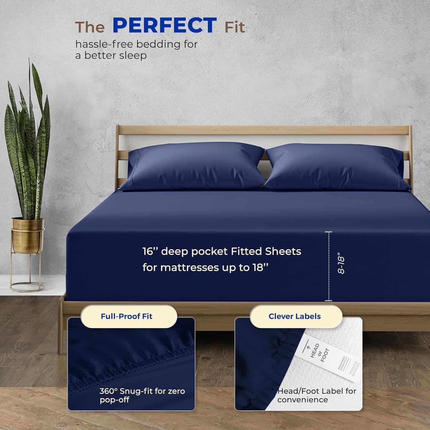 Sábana ajustable de algodón egipcio de lujo Thread Spread - Imagen 5