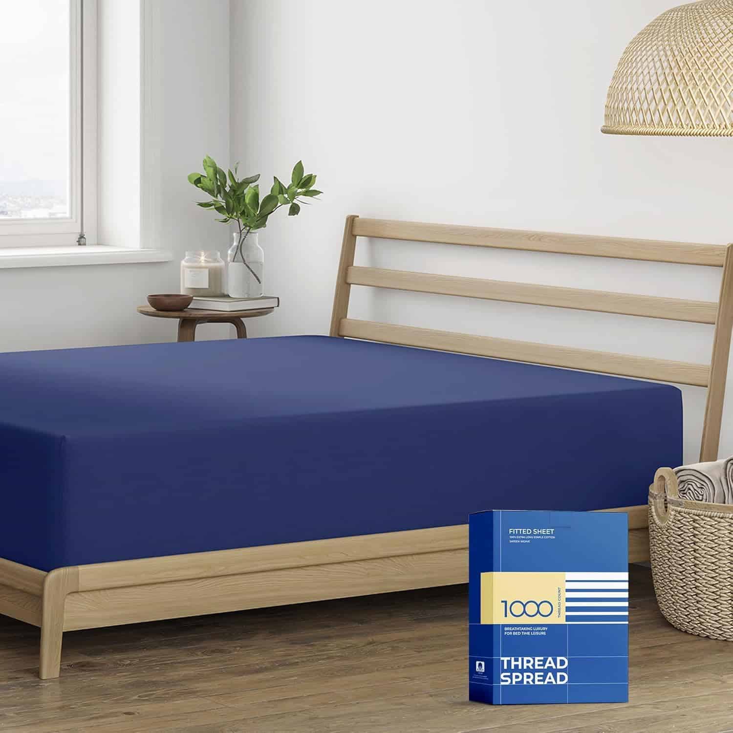 Sábana ajustable de algodón egipcio de lujo Thread Spread