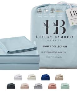 Juego de sábanas de bambú de lujo | Tamaño -Azul Spa