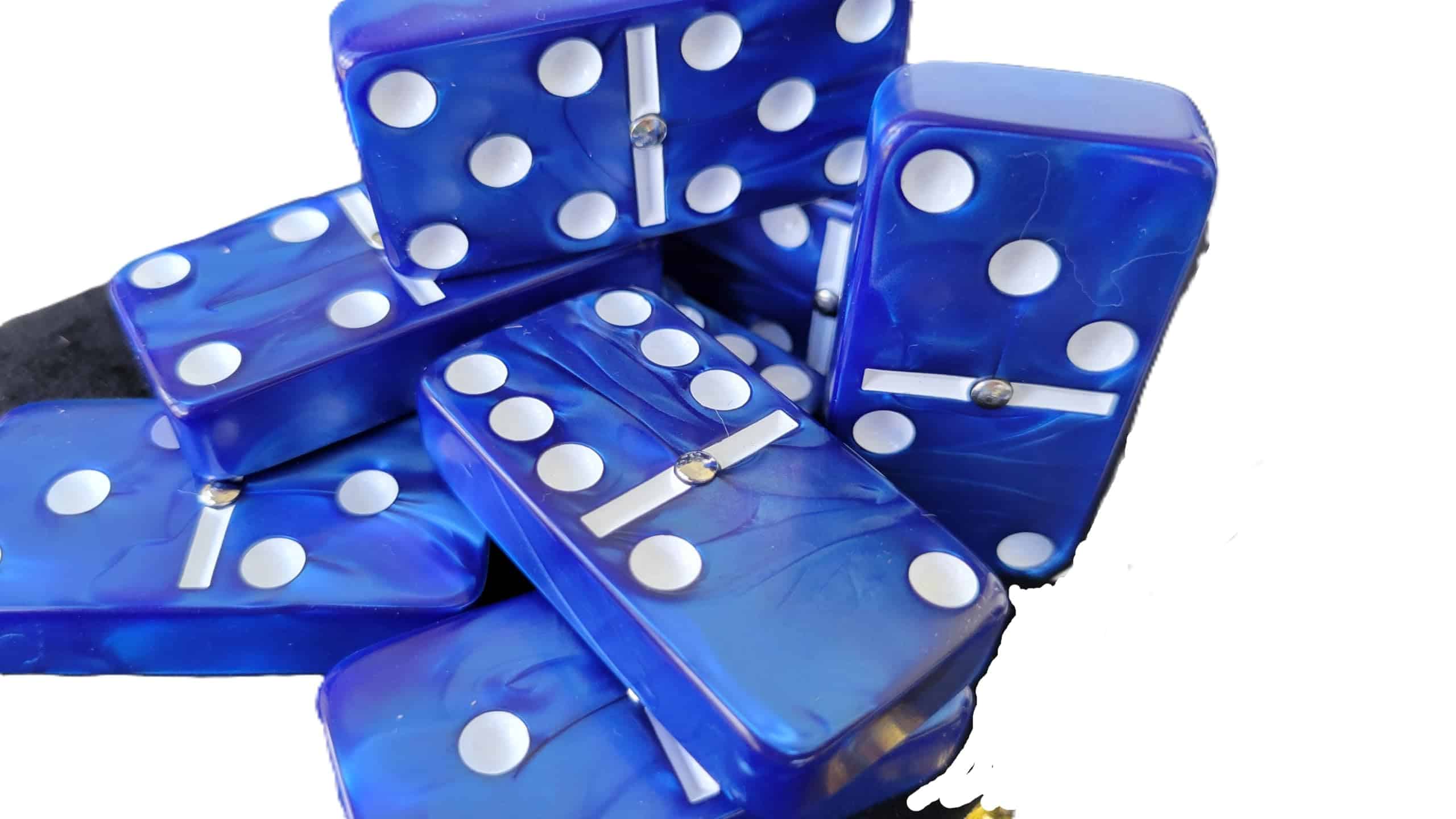 Juego de Dominó Doble Seis Azul Marmolizado Tamaño Jumbo - Imagen 4