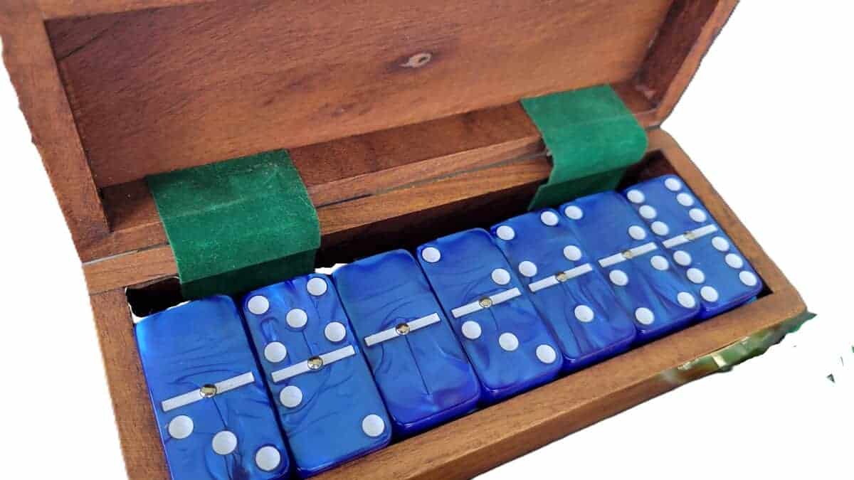 Juego de Dominó Doble Seis Azul Marmolizado Tamaño Jumbo