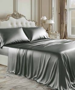 Set de sábanas de satén gris Degrees of Comfort tamaño King