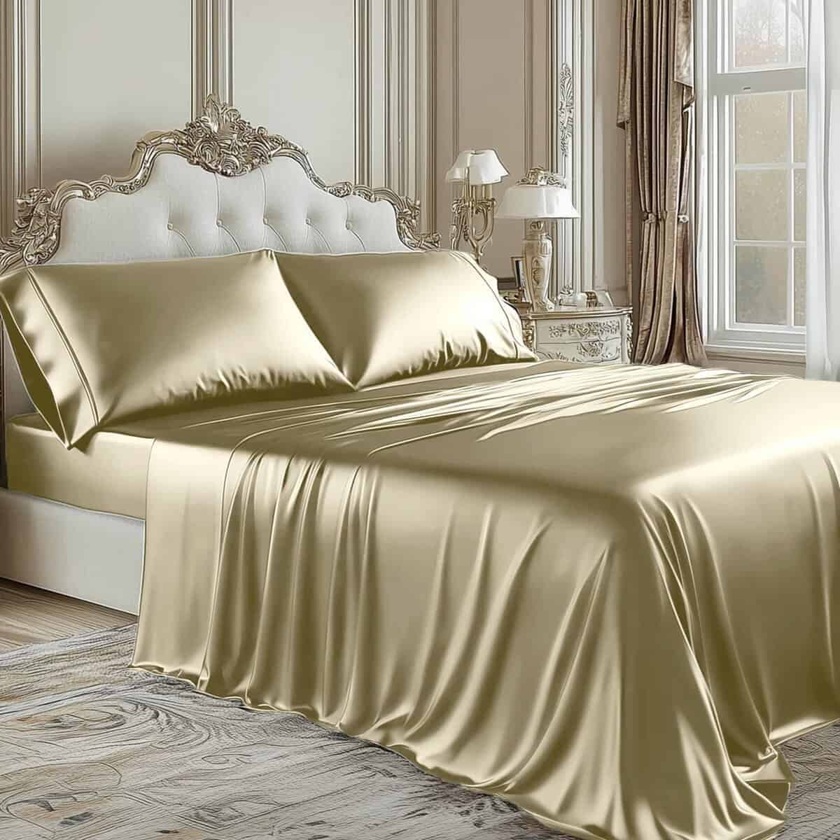 Set de sábanas de satén champagne Degrees of Comfort para