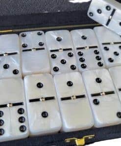 Domino Doble 6 Blanco Marmolizado Tamaño Profesional de