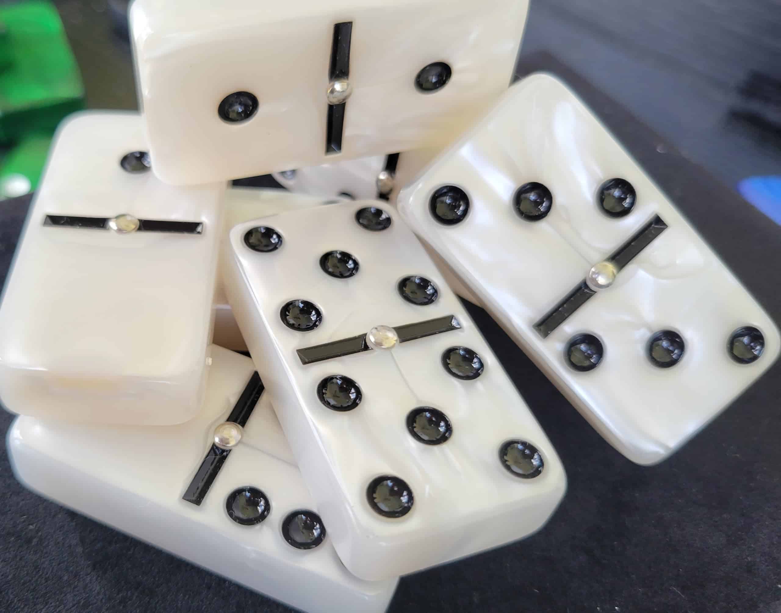 Domino Doble 6 Blanco Marmolizado Tamaño Profesional de - Imagen 4