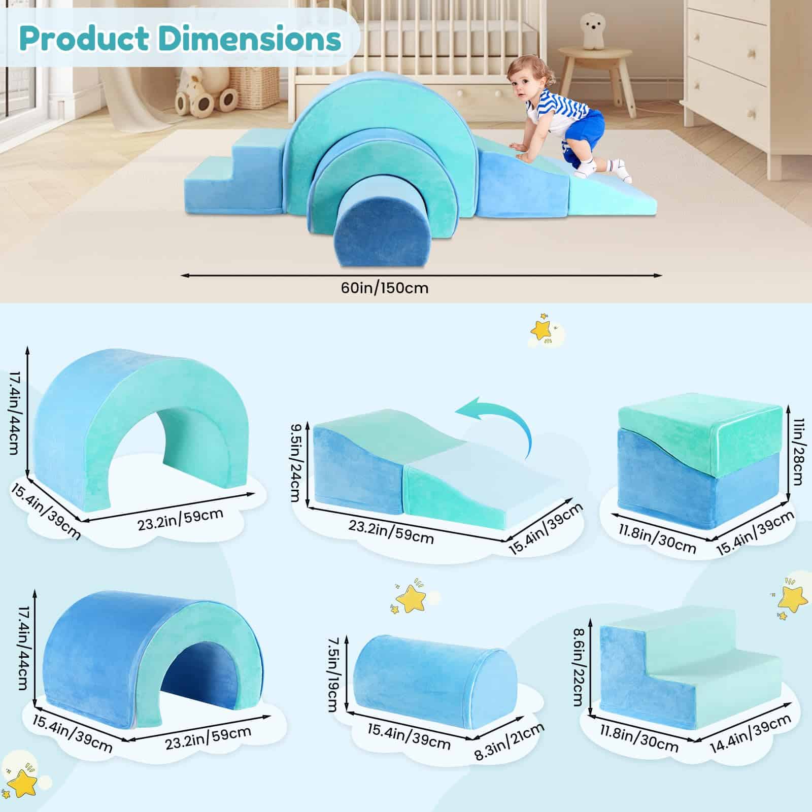 5Pcs Bloques de Escalada de Espuma para Niños Pequeños, - Imagen 6
