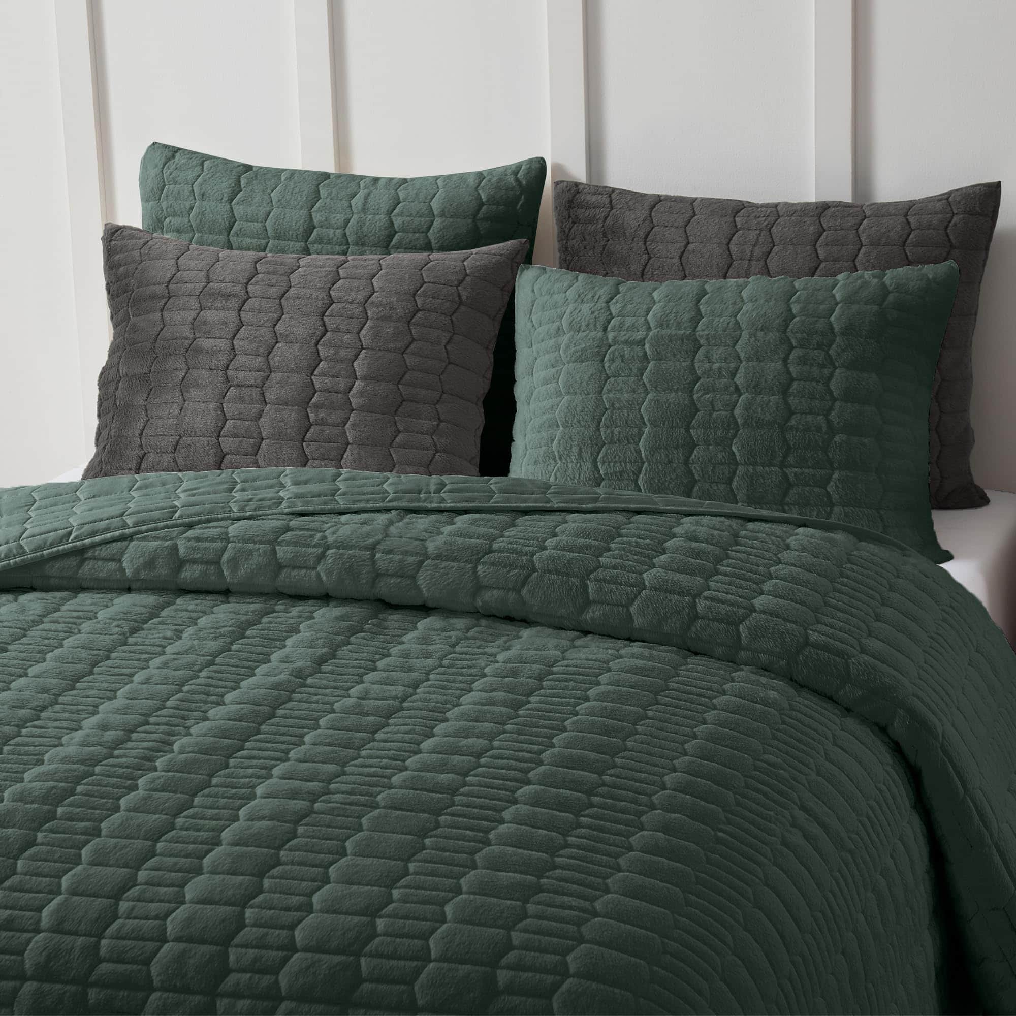 Juego de Edredón de Piel Sintética Verde Maravillosa King, - Imagen 7