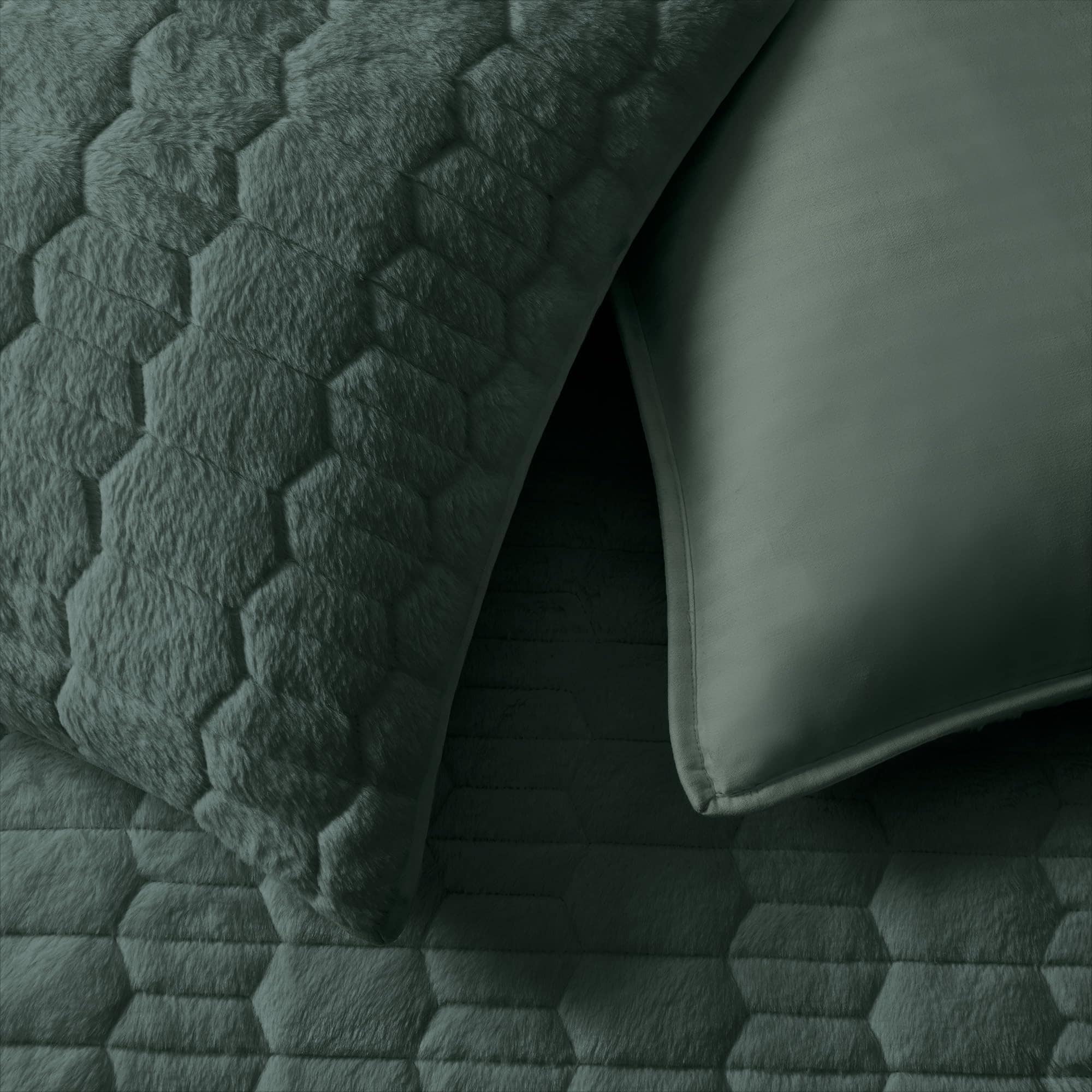 Juego de Edredón de Piel Sintética Verde Maravillosa King, - Imagen 6