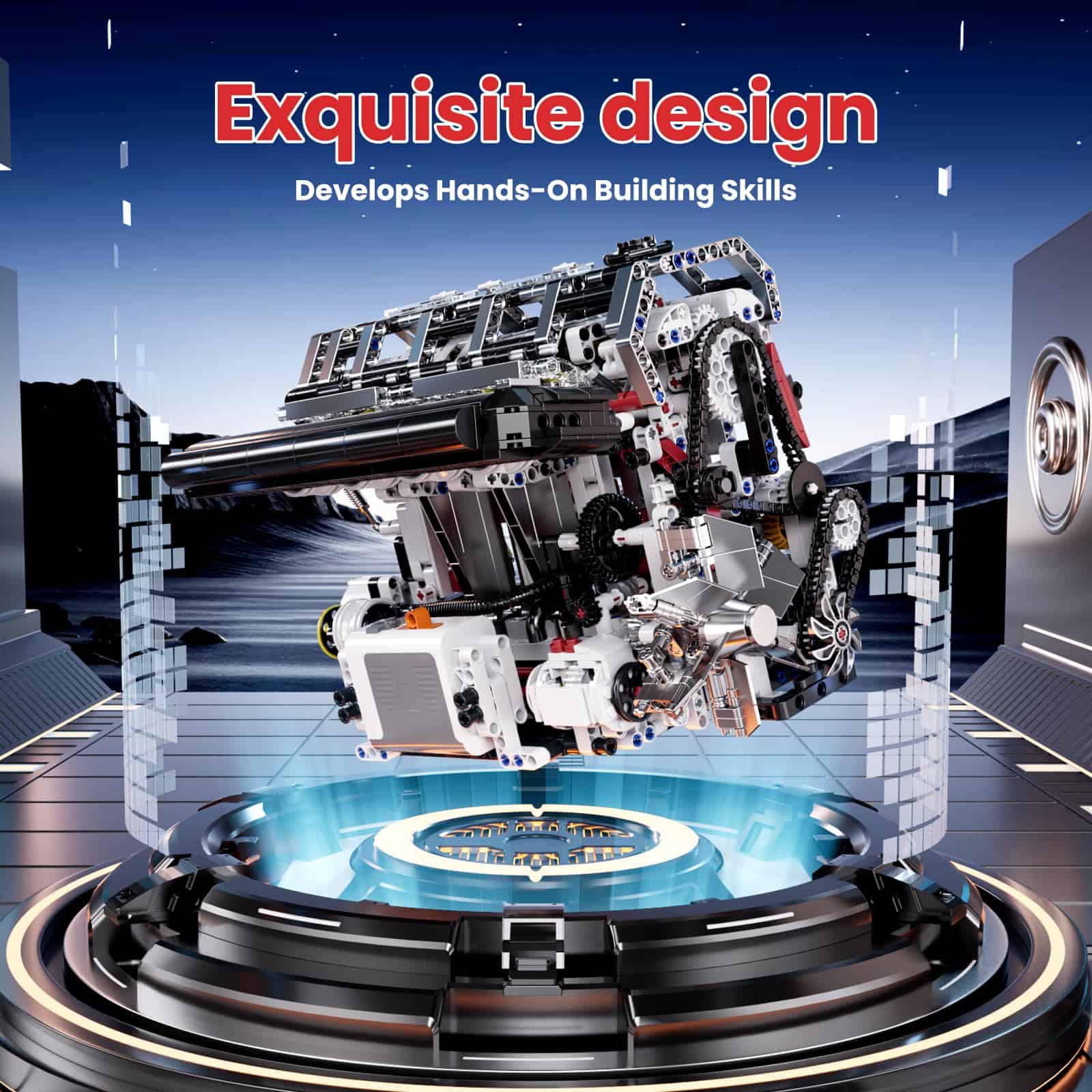 Mould King L4 Engine Toys Building Sets, Mini Engine Scale - Imagen 3