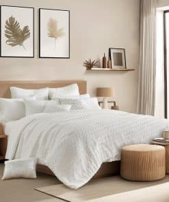 Conjunto de edredón circular maravilloso blanco de jacquard