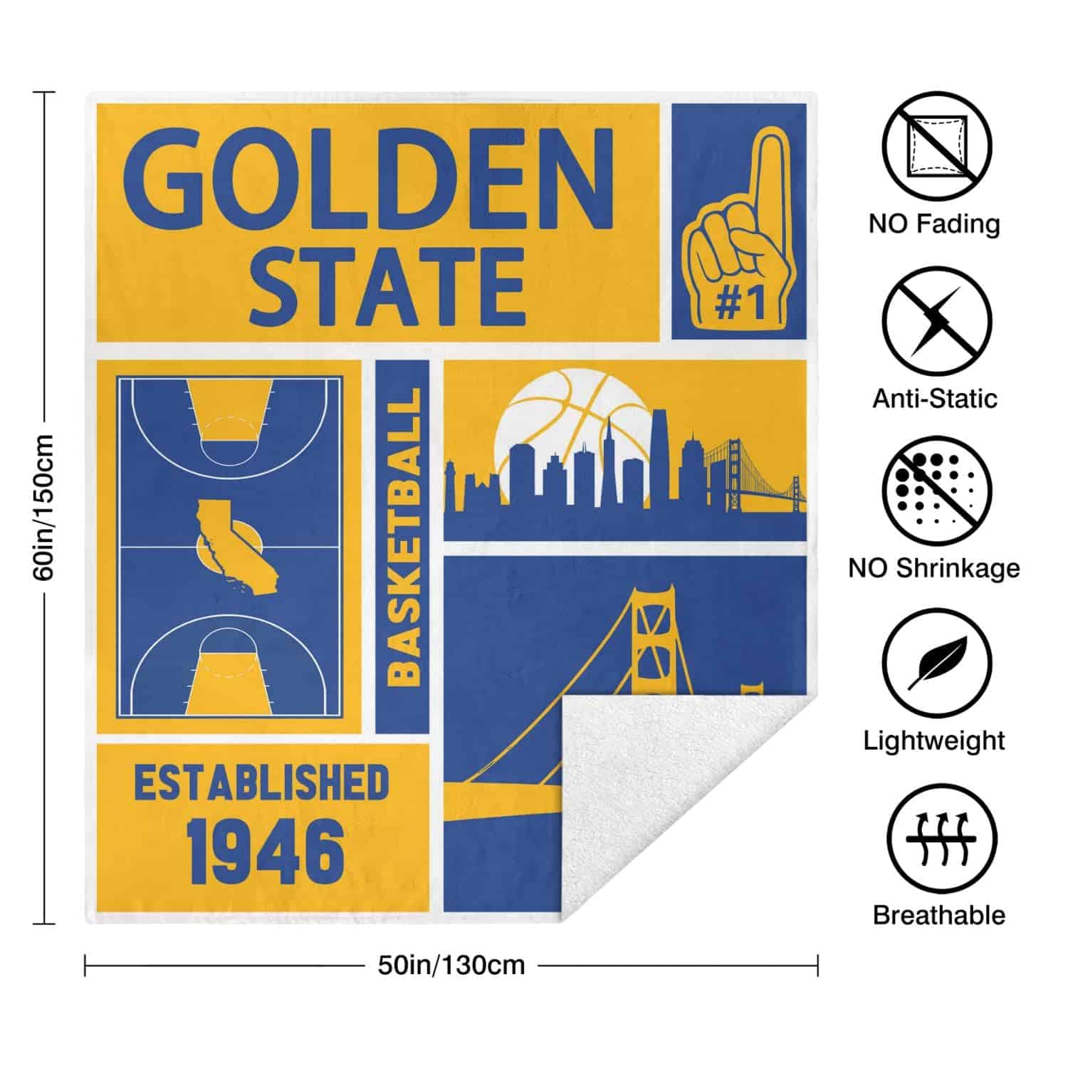 Manta Golden State Classic Sport Basketball Regalos para - Imagen 7