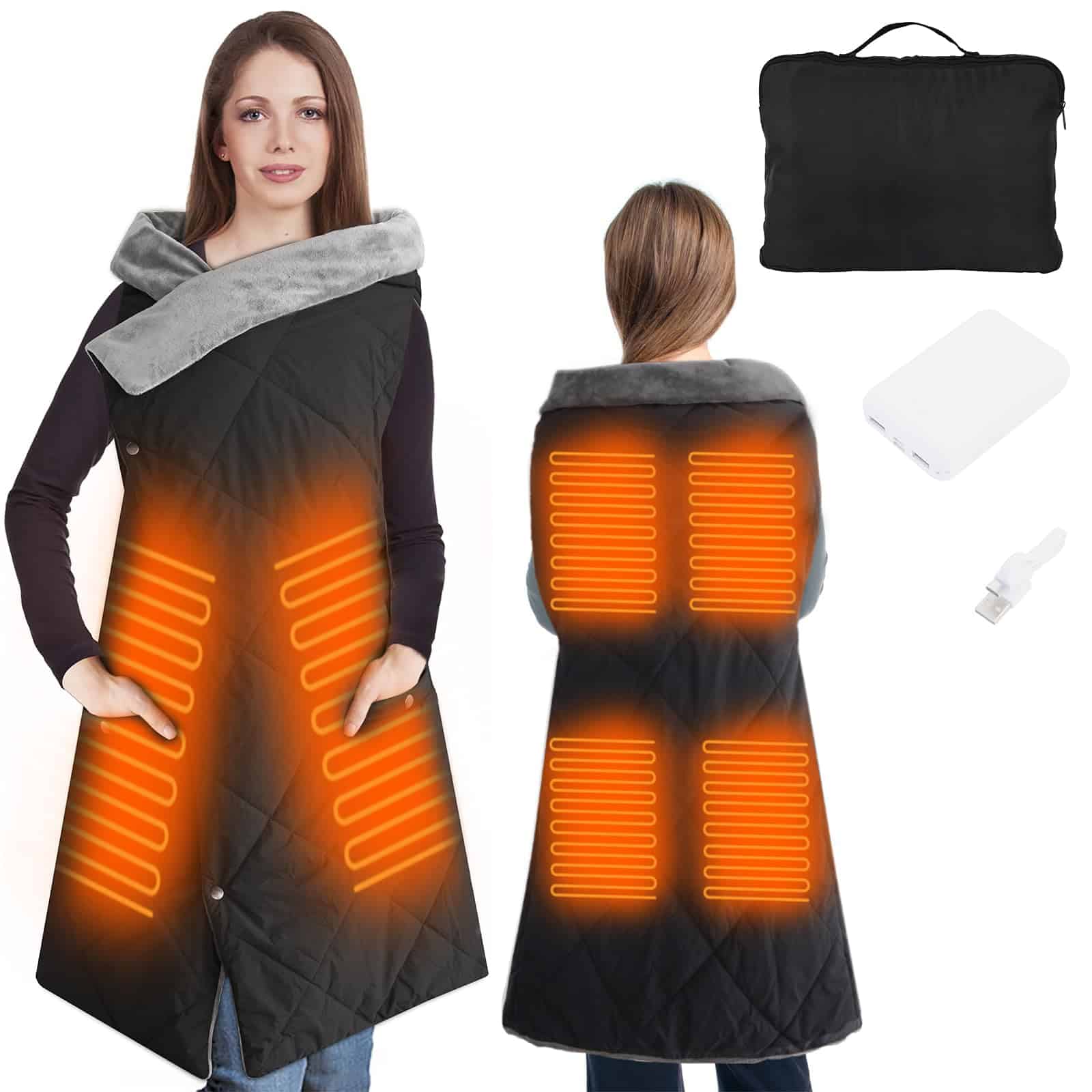 Manta Térmica con Batería Recargable, USB Power Bank,