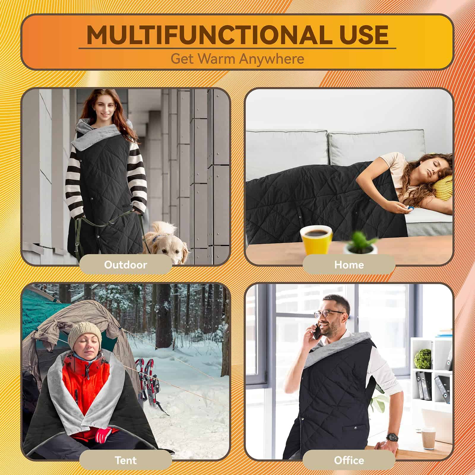 Manta Térmica con Batería Recargable, USB Power Bank, - Imagen 7