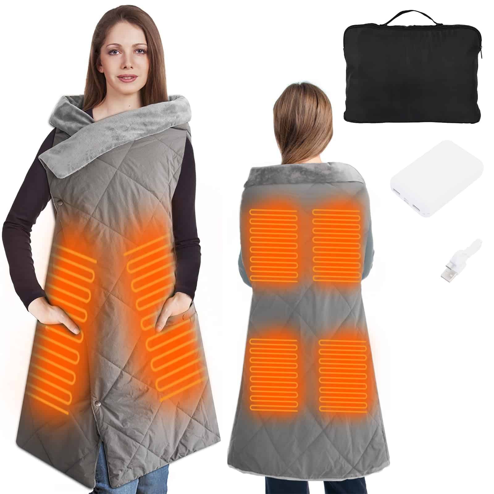 Manta Térmica Exterior, Funciona con Batería y Power Bank,