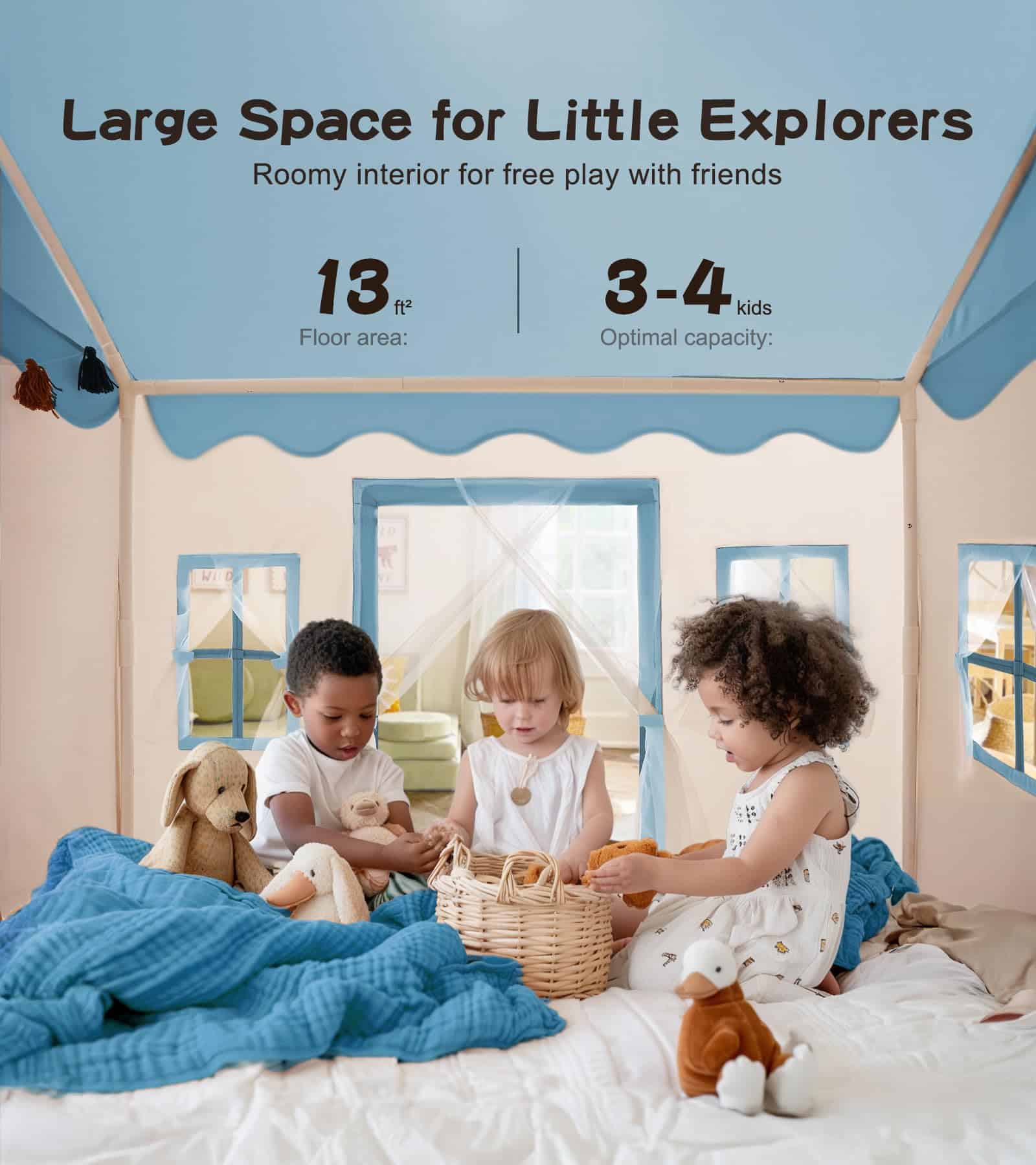 Casa de Juegos con Alfombra, Tienda de Campaña Infantil con - Imagen 5