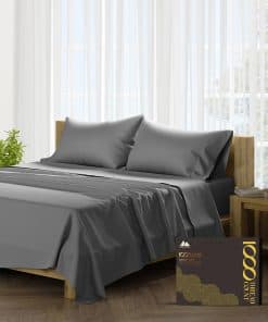 Juego de Sábanas 100% Algodón Egipcio Tamaño -Gris Oscuro