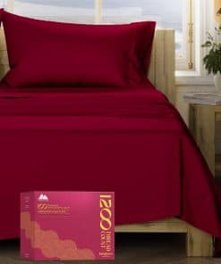Juego de sábanas 100% algodón egipcio -Borgoña