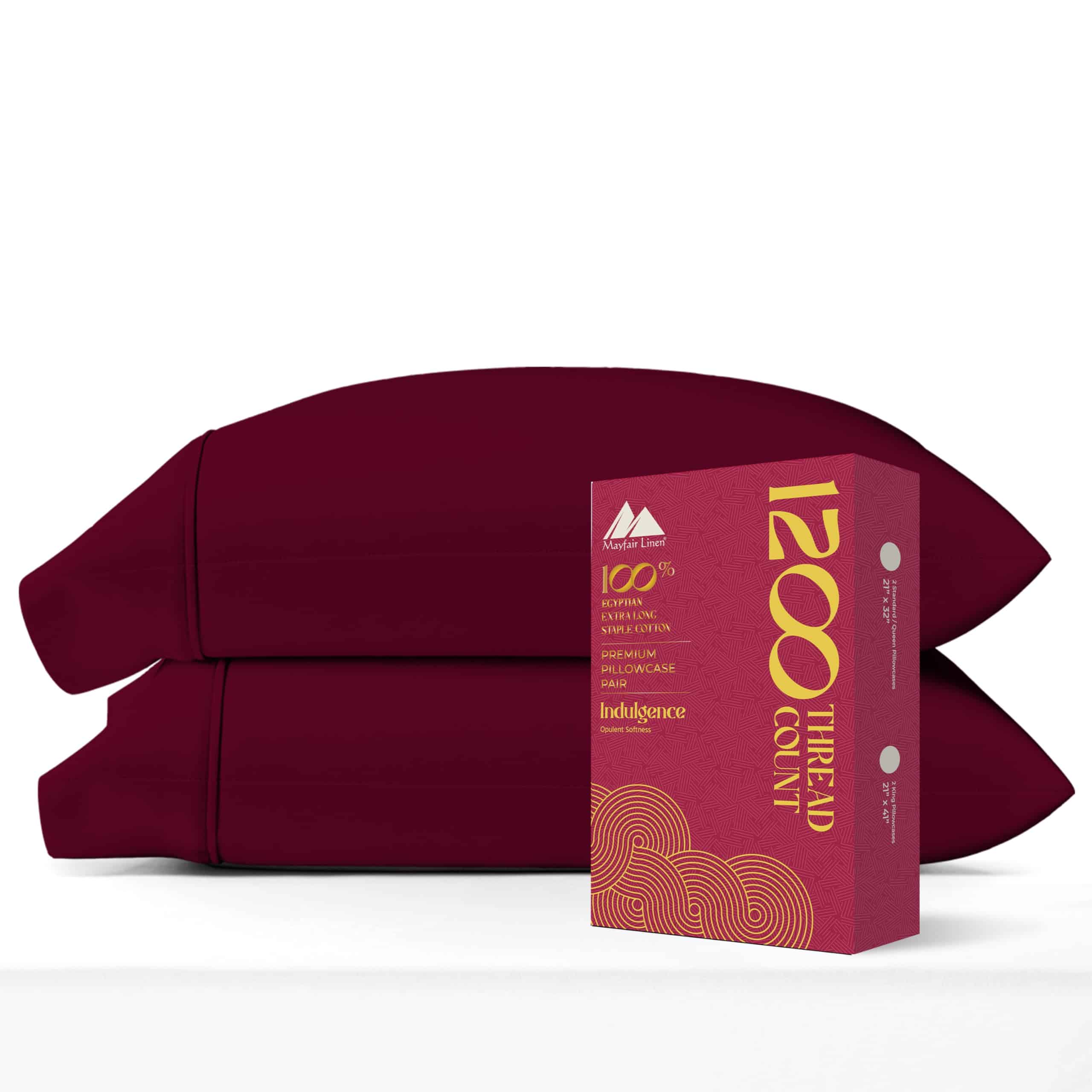 Juego de 2 Fundas de Almohada King Size -Borgoña