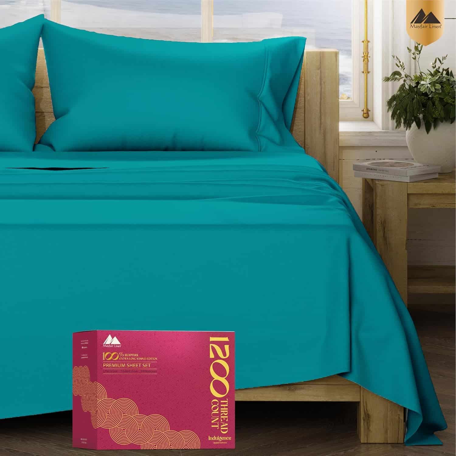 Juego de sábanas Mayfair Linen 100% algodón -Teal