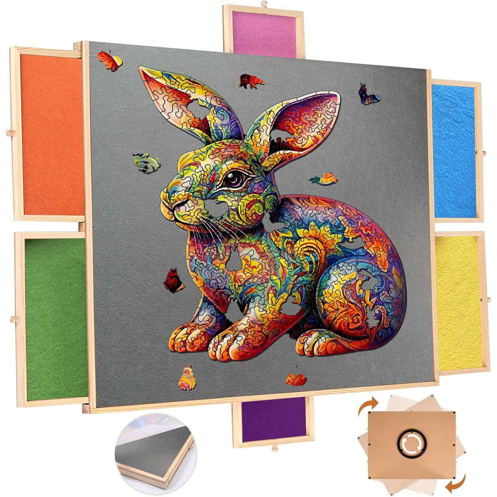 Mesa de Rompecabezas Giratoria QUNPON de 1500 Piezas con 6