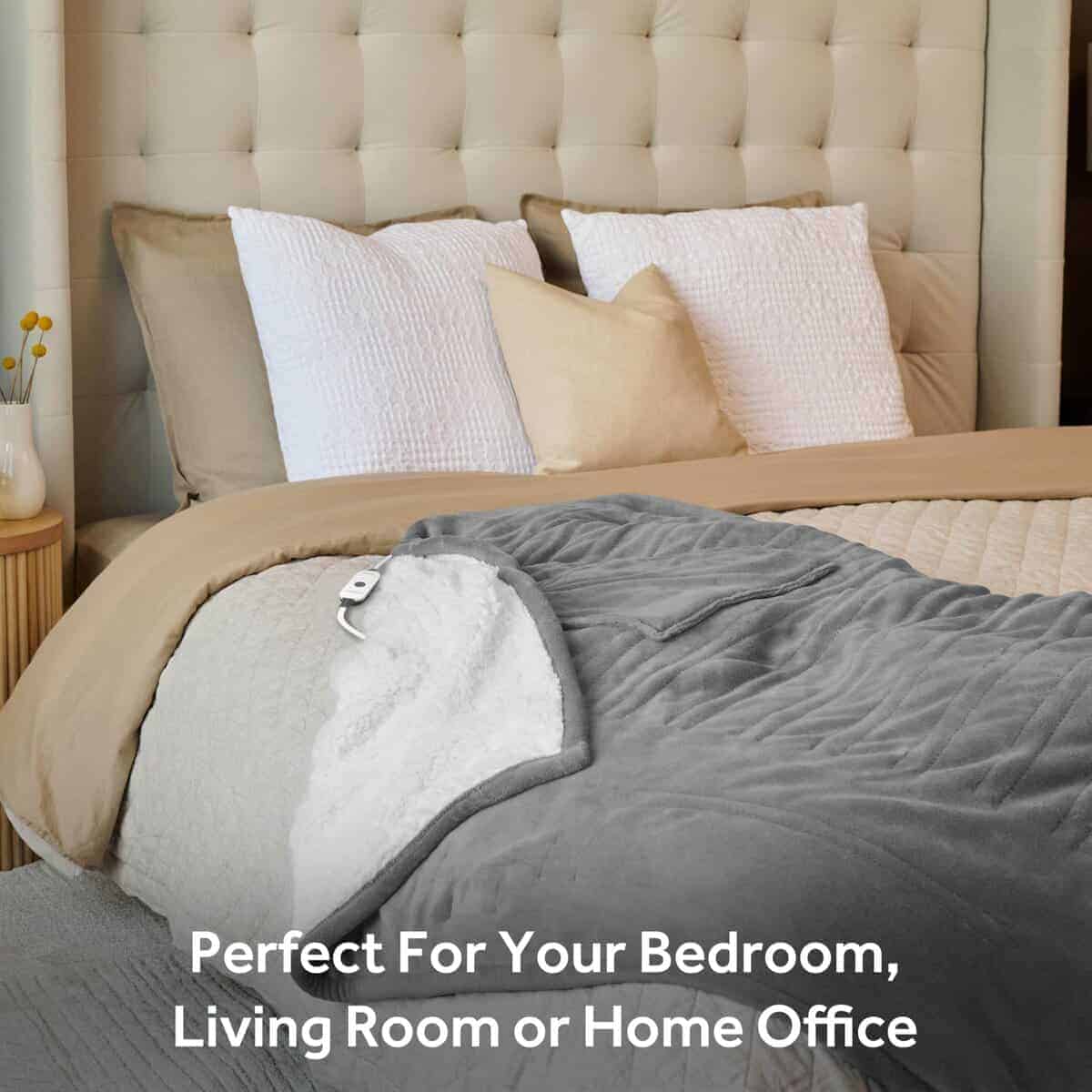 Manta Eléctrica Sunbeam, Suave, Cálida, Franela Calentada, - Imagen 6