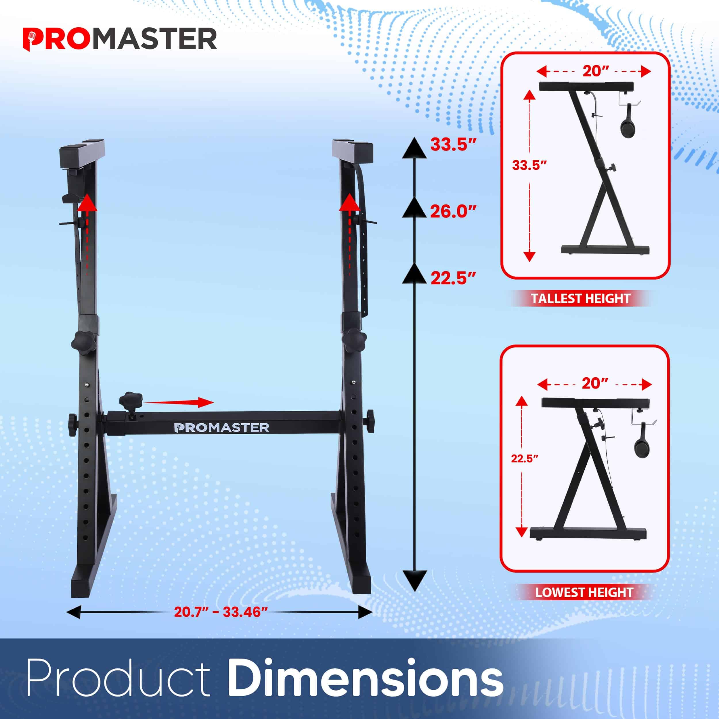 ThePromaster Piano Keyboard Stand - Ajustable de 20 a 34 - Imagen 7