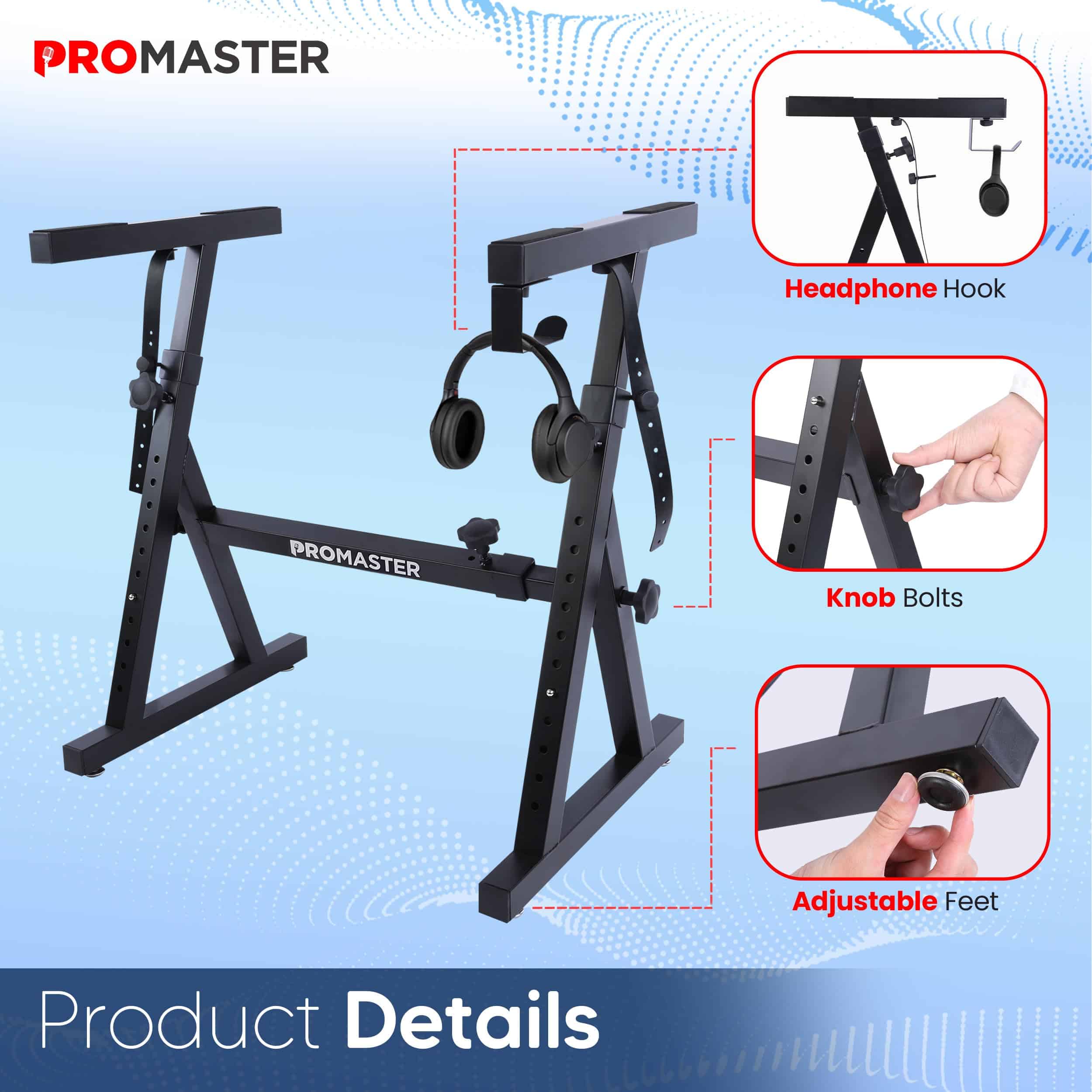ThePromaster Piano Keyboard Stand - Ajustable de 20 a 34 - Imagen 3