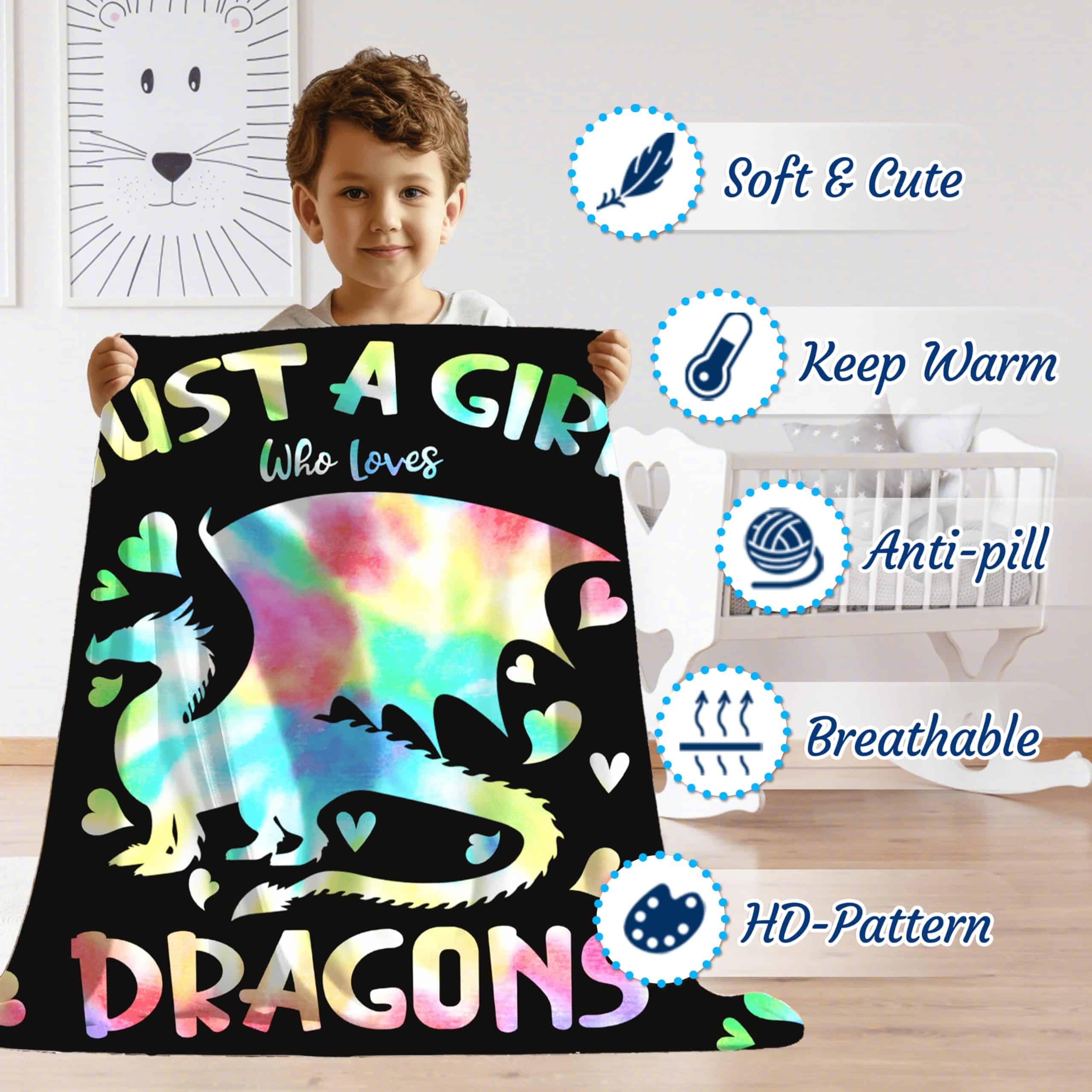 Manta ZOCHOTEN Just A Girl Who Loves Dragons Suave Cálida - Imagen 3