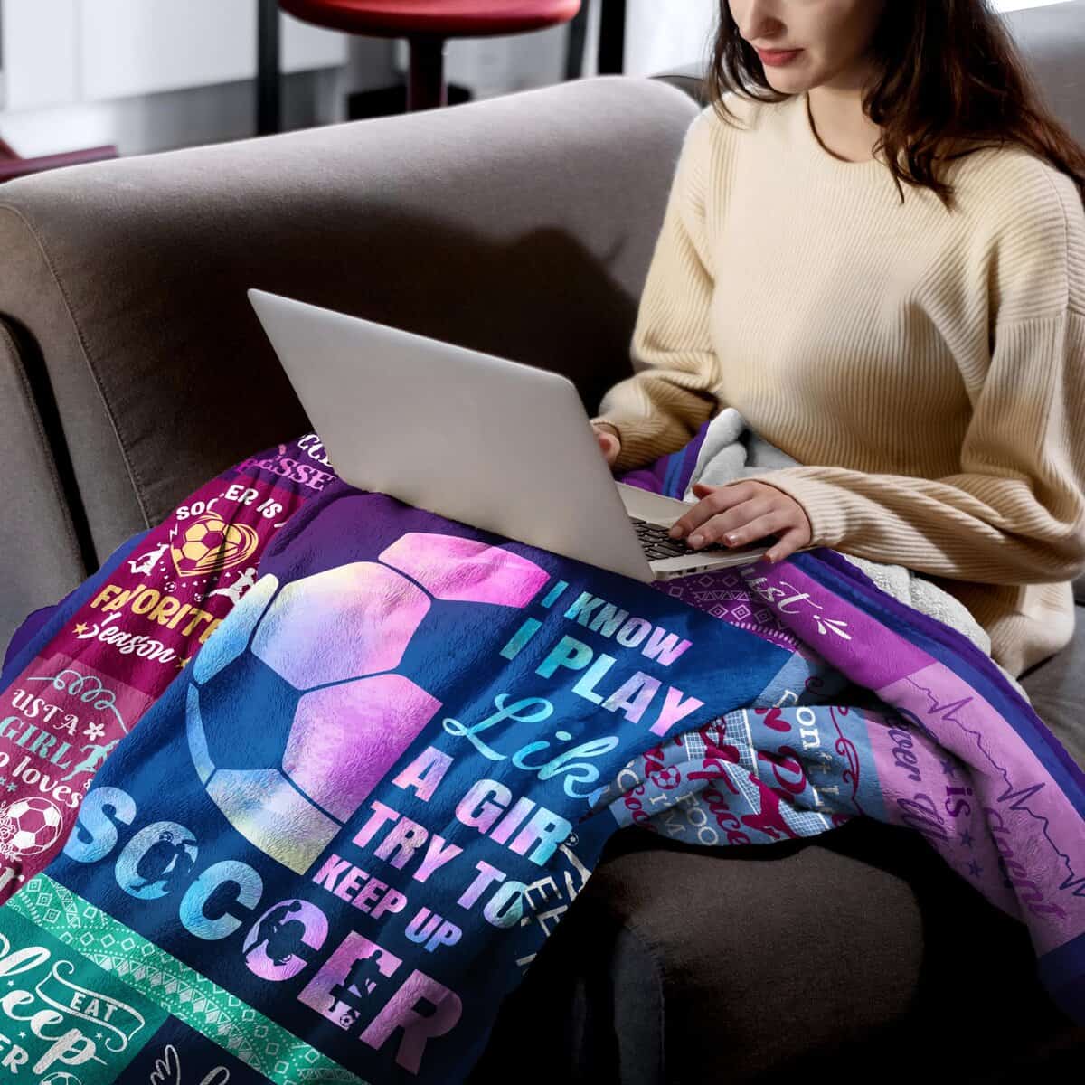 Manta de Fútbol para Niñas Regalos Ultra Suave de Felpa - Imagen 4