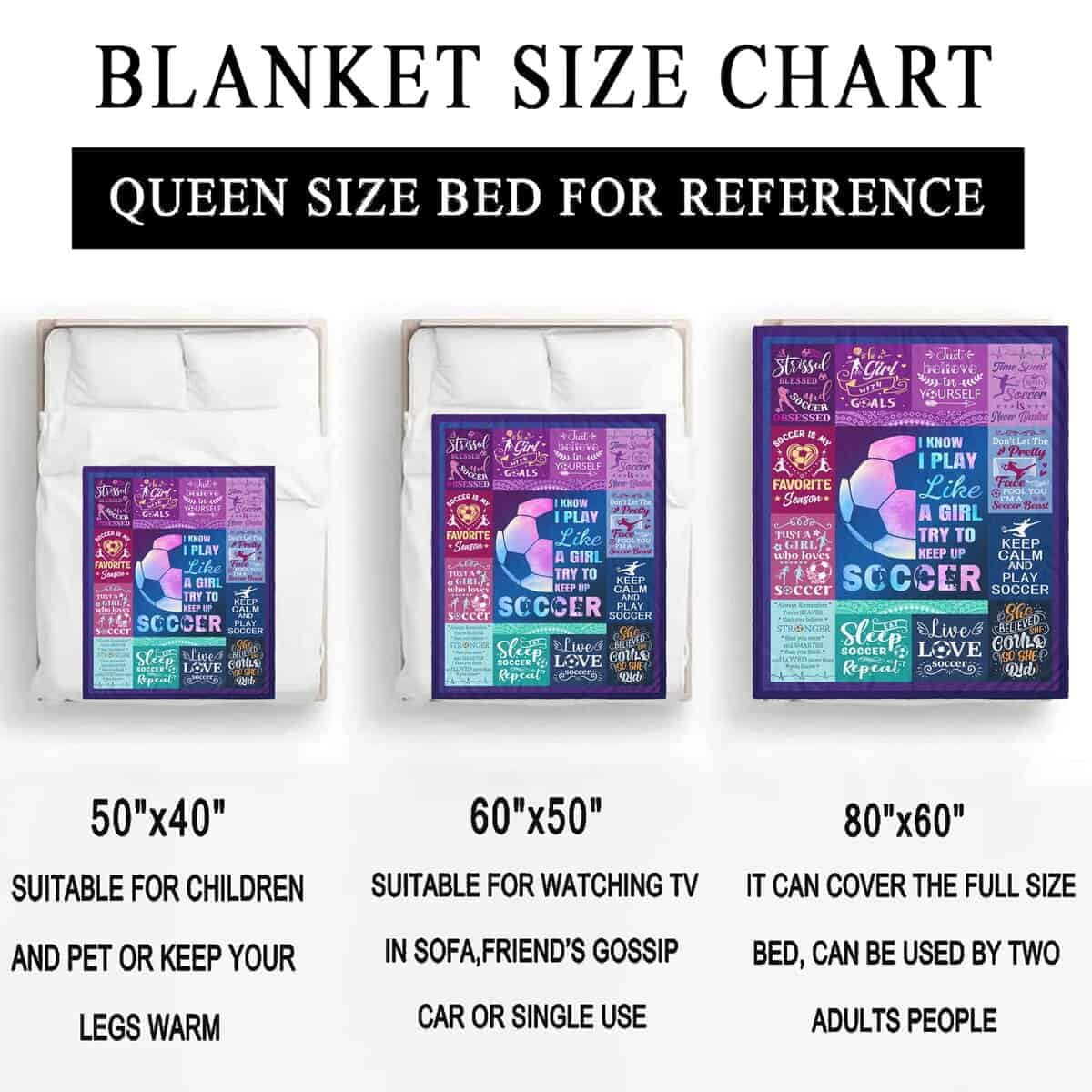 Manta de Fútbol para Niñas Regalos Ultra Suave de Felpa - Imagen 8