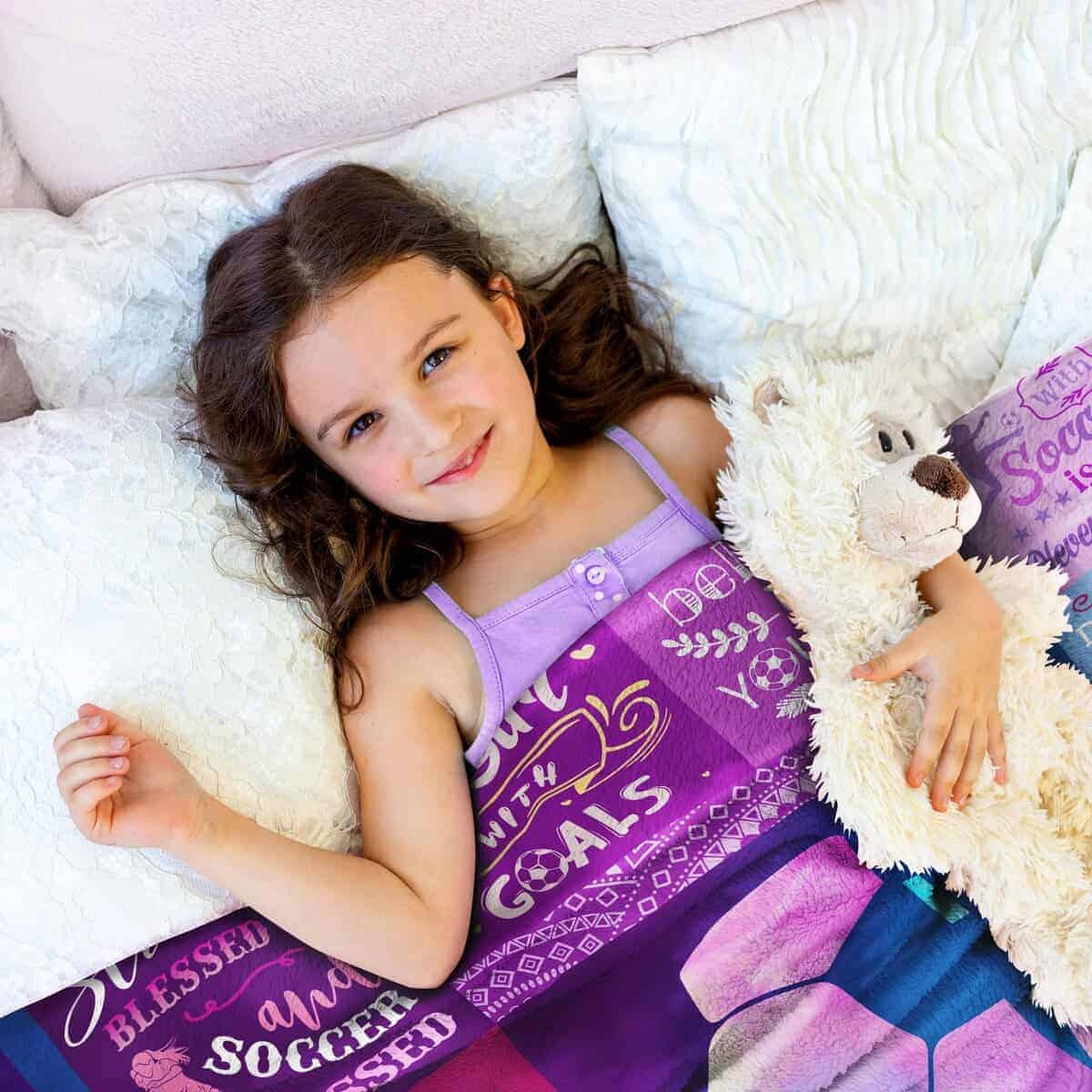 Manta de Fútbol para Niñas Regalos Ultra Suave de Felpa - Imagen 5